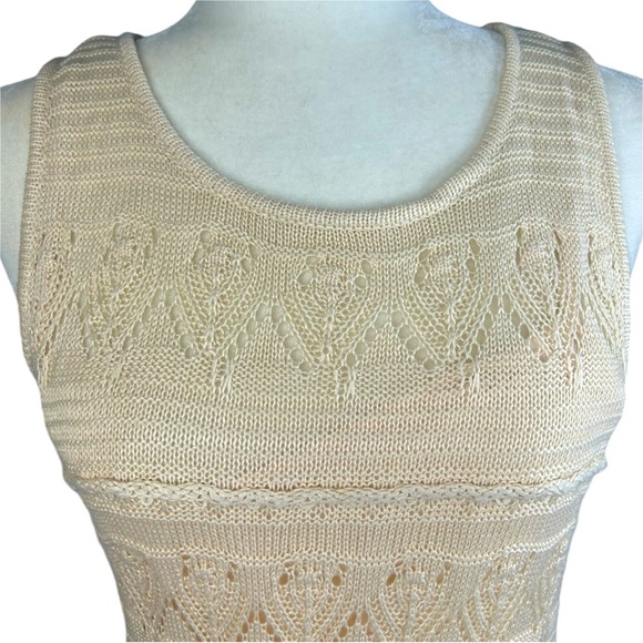 NEW Lucky Brand Crochet Knit Tank Dress Medium Feminine Lightweight FLAW - Picture 6 of 11
